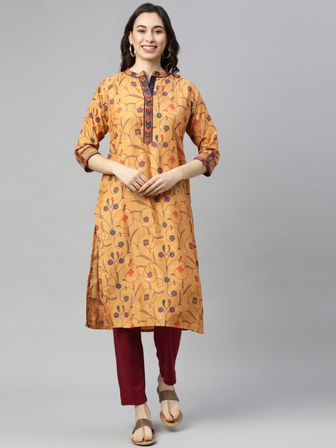 

GOLDSTROMS Women Mustard Yellow Ethnic Motifs Printed Kurta