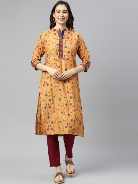 

GOLDSTROMS Women Mustard Ethnic Motifs Printed Kurta