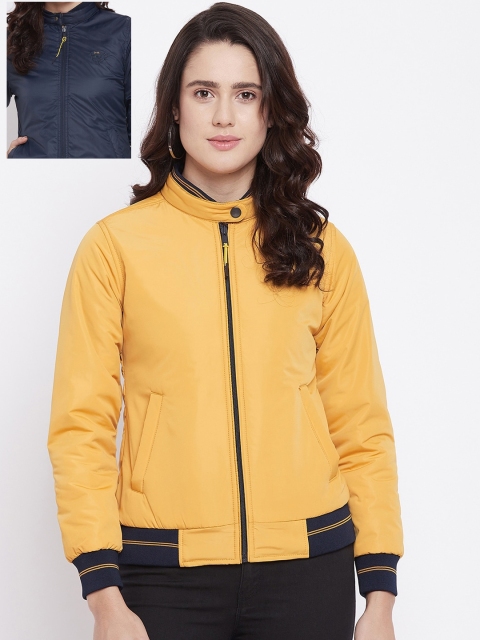 

Okane Women Mustard Yellow & Black Reversible Varsity Jacket