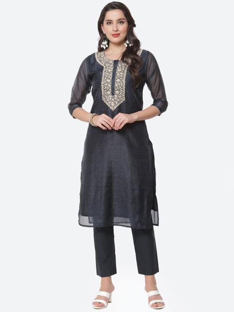 

Meena Bazaar Women Blue Kurti with Trousers