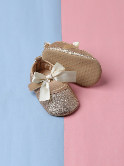

POPLINS Infant Kids Beige & Off-White Embellished Cotton Booties
