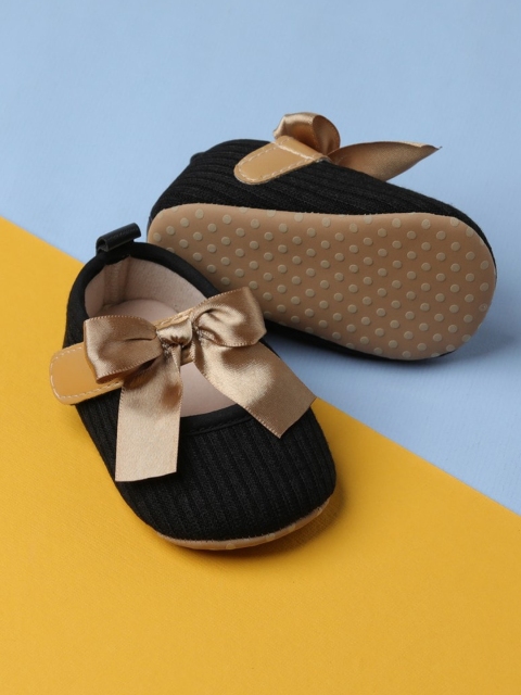 

POPLINS Infant Kids Black & Beige Cotton Booties