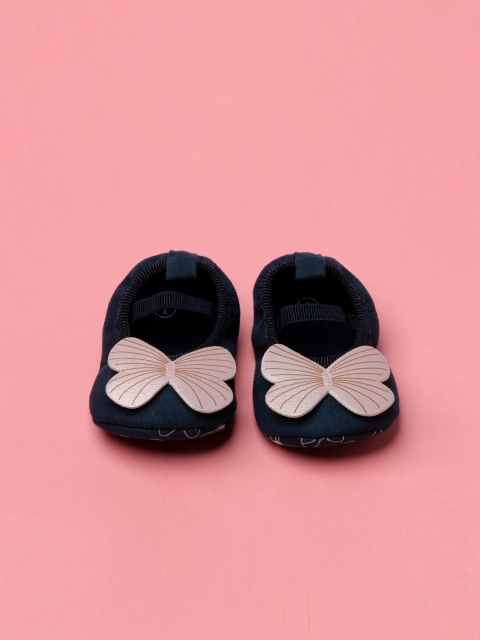 

POPLINS Unisex Kids Navy Colour Cotton Booties, Navy blue