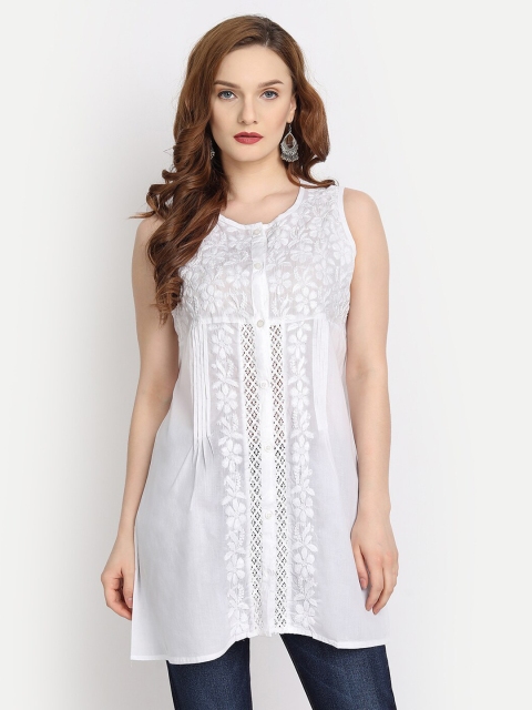 

HOUSE OF KARI White Chikankari Embroidered Tunic