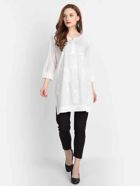 

HOUSE OF KARI White Chikankari Embroidered Tunic
