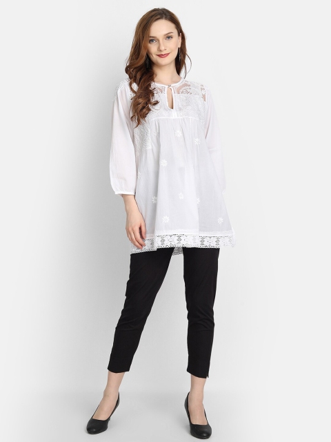 

HOUSE OF KARI White Chikankari Embroidered Tunic