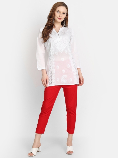 

HOUSE OF KARI White Chickenkari Embroidered Tunic