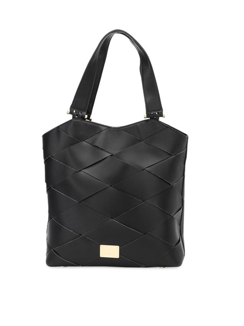 

Van Heusen Woman Black Textured PU Structured Shoulder Bag with Quilted