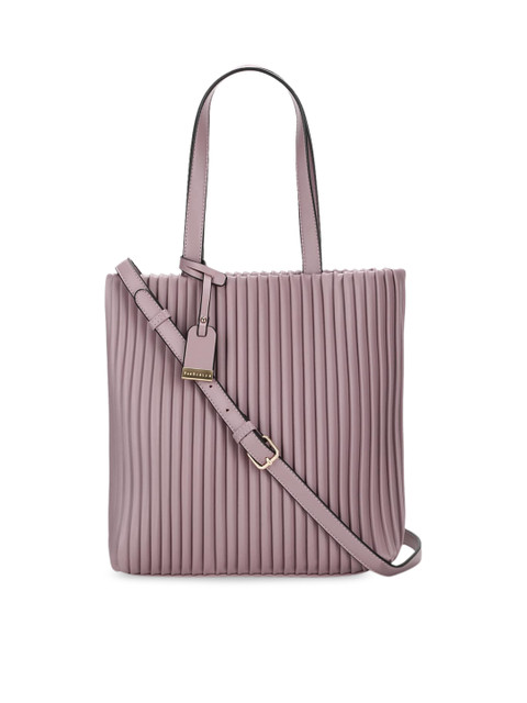 

Van Heusen Woman Purple Striped PU Oversized Structured Shoulder Bag with Tasselled