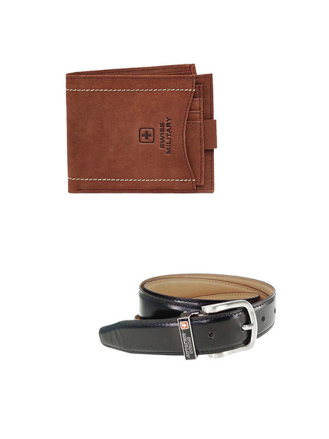

SWISS MILITARY Men Black & Brown Leather Accessory Gift Set