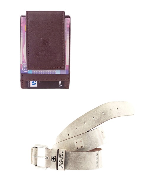 

SWISS MILITARY Men Brown & Beige Leather Accessory Gift Set