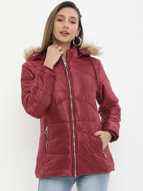 

V2 Value & Variety Women Maroon Lightweight Longline Puffer Jacket