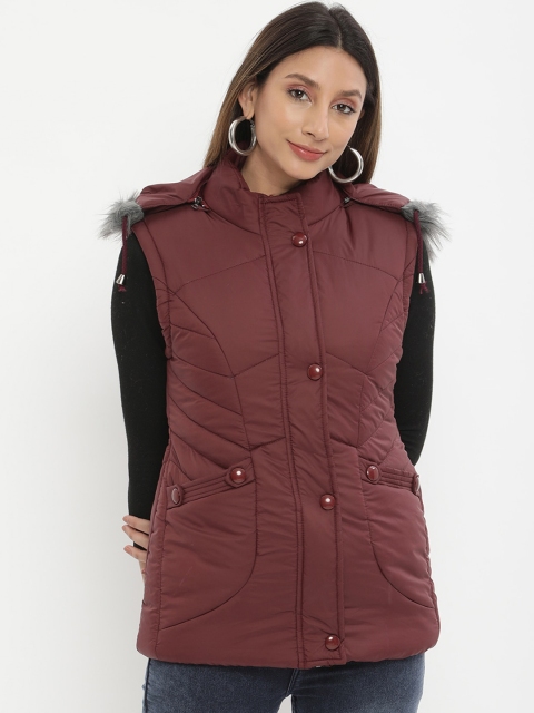 

V2 Value & Variety Women Maroon Lightweight Longline Parka Jacket