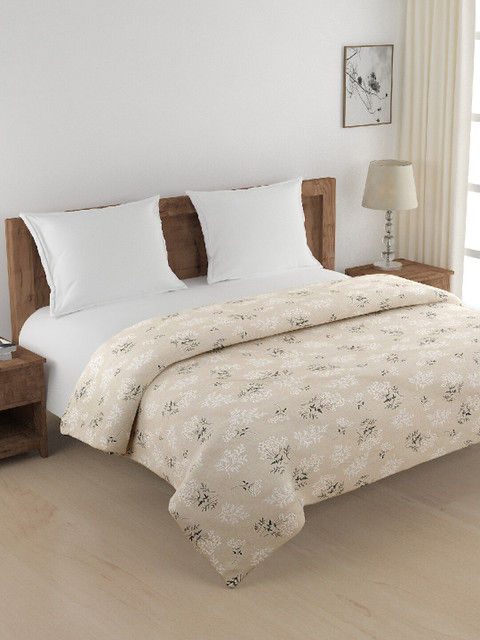 

SWAYAM Beige & White Floral Printed Cotton AC Room 150 GSM Double Bed Comforter