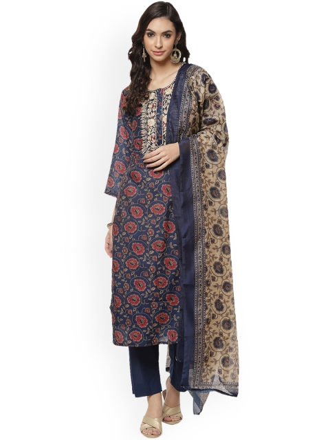 

Meena Bazaar Women Blue Ethnic Motifs Printed Kurta with Trousers & Dupatta