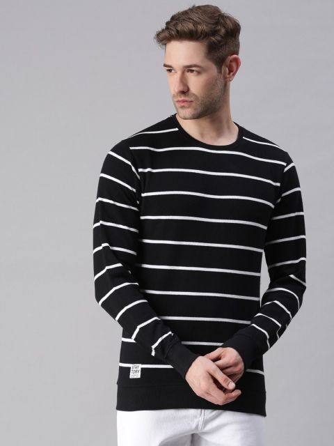 

SHOWOFF Men Black Striped Sweatshirt