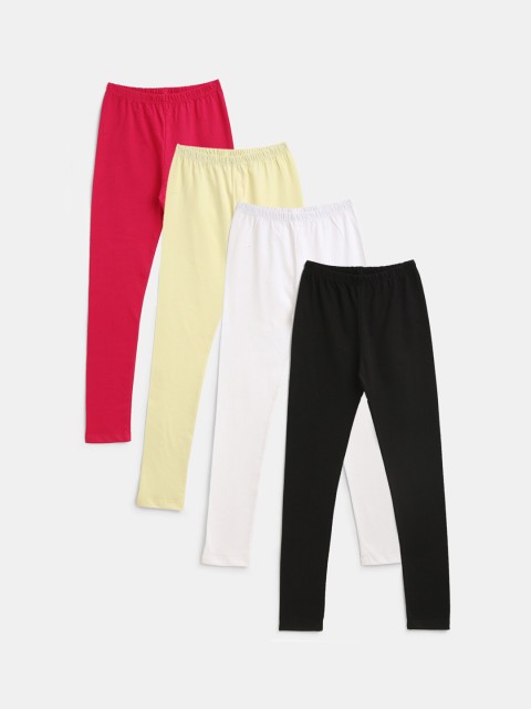 

YK Pack of 4 Girls Solid Full Length Leggings, Multi