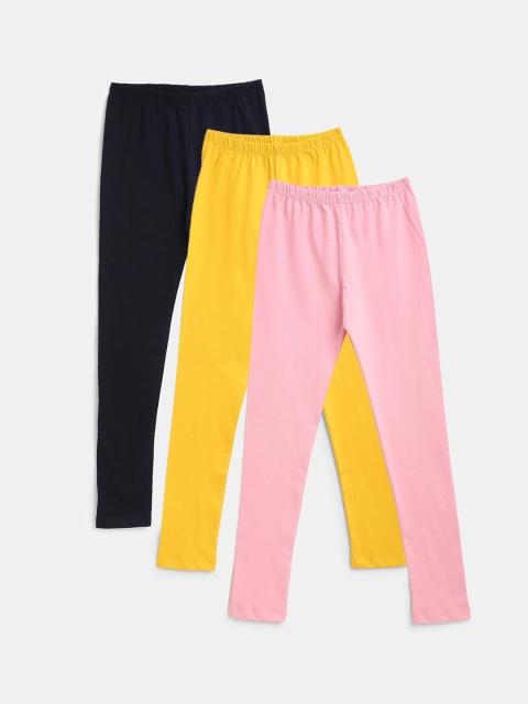 

YK Girls Pack of 3 Ankle Length Leggings, Pink