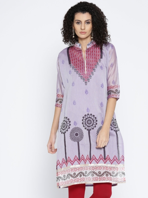 

Plume Women Lavender Printed Straight Kurta