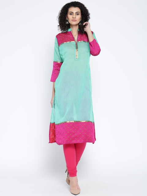 

Plume Women Sea Green Solid Straight Kurta