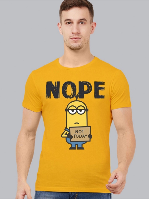 

Free Authority Men Yellow Minions Printed Pure Cotton T-shirt