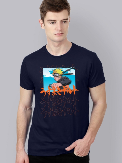 

Free Authority Men Navy Blue Naruto Printed Pure Cotton T-shirt
