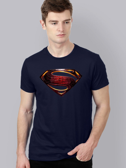 

Free Authority Men Blue Superman Printed Raw Edge T-shirt