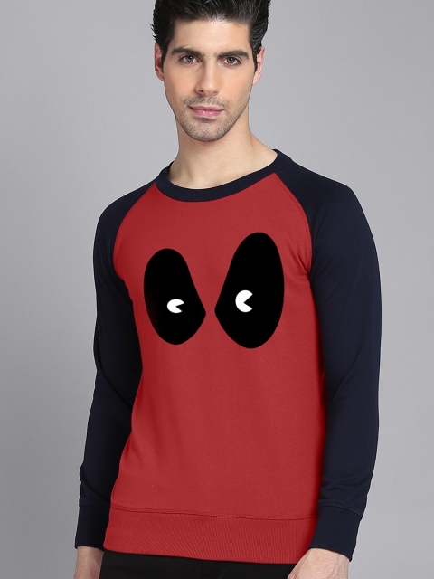 

Free Authority Men Red & Navy Blue Deadpool Printed Raglan Sleeves Sweatshirt