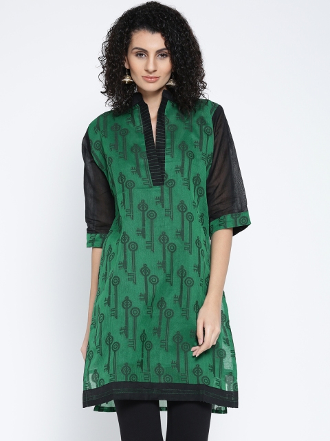 

Plume Women Green Quirky Print Straight Kurta