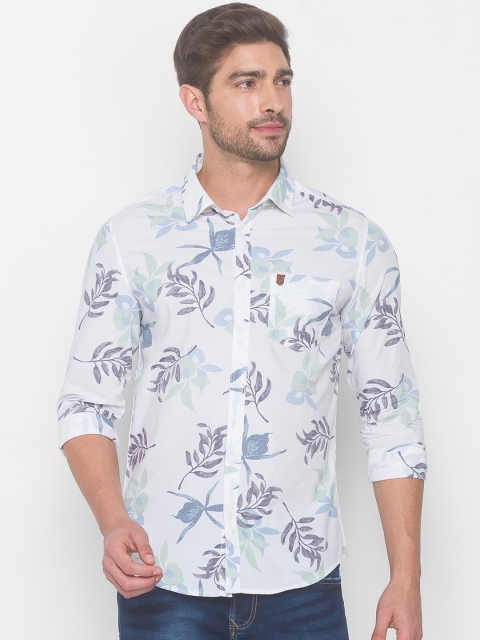 

SPYKAR Men White Floral Printed Casual Shirt
