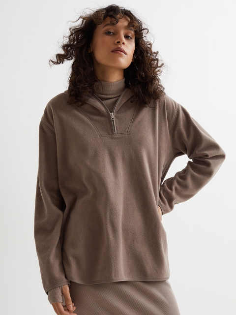 

H&M Women Beige Fleece Hoodie