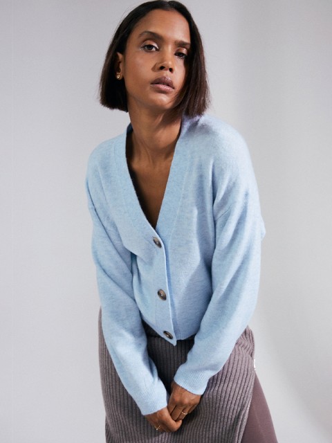 

H&M Women Blue V-Neck Cardigan