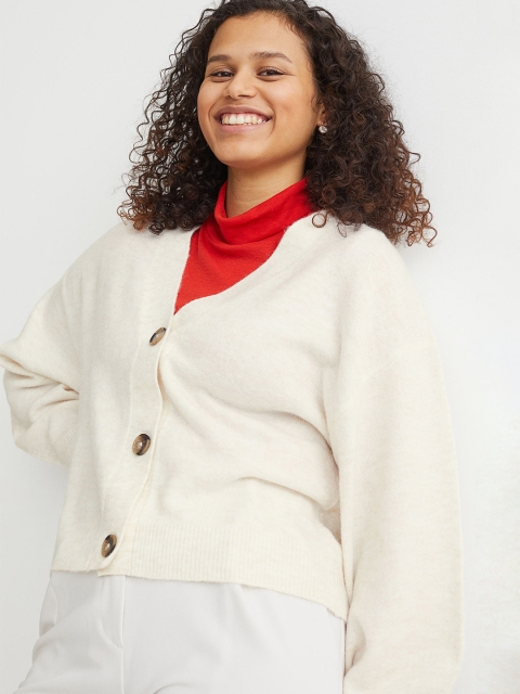 

H&M Women White V-Neck Cardigan