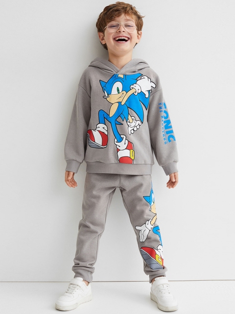 

H&M Boys Grey & Blue Printed joggers