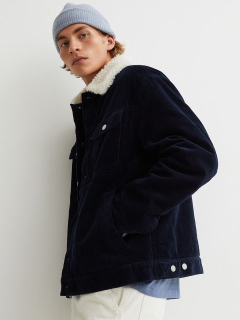 

H&M Men Blue Lined Corduroy Jacket