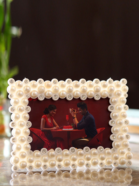 

Ferns N Petals White Embellished Table Photo Frame