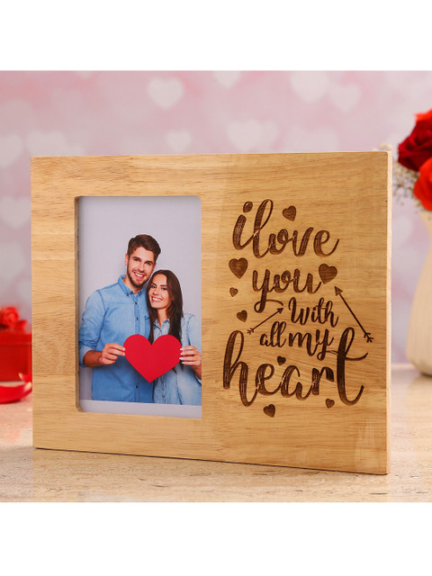 

Ferns N Petals Brown Engraved Wooden Photo Frame