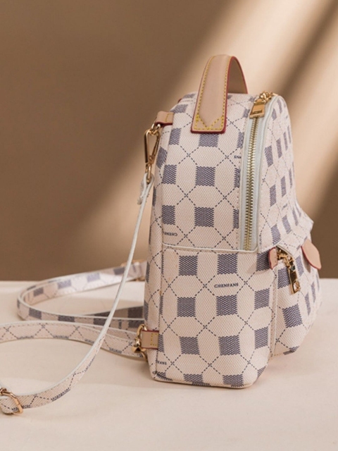 

ELOPPE Women Off White & Grey Geometric Backpack