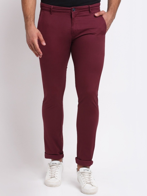 

La Mode Men Maroon Solid Slim Fit Chinos