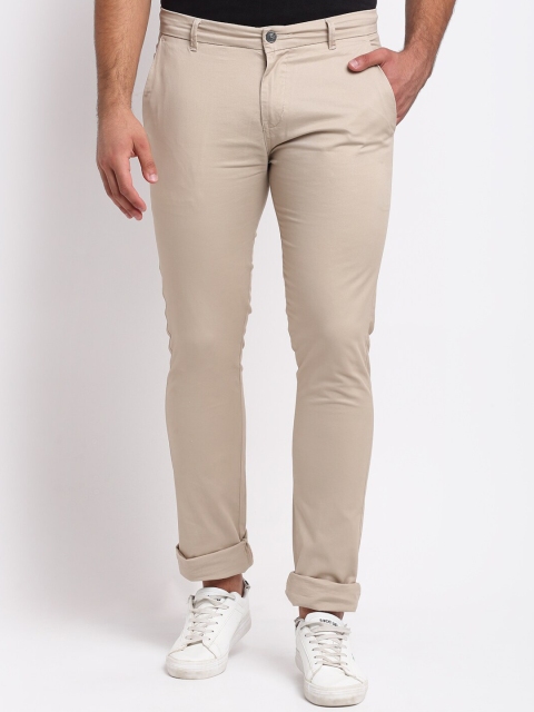 

La Mode Men Nude-Coloured Slim Fit Trousers