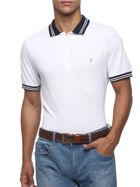 

Farah Men White Polo Collar Pure Cotton T-shirt