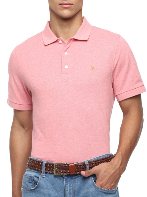 

Farah Men Pink Polo Collar Pure Cotton T-shirt