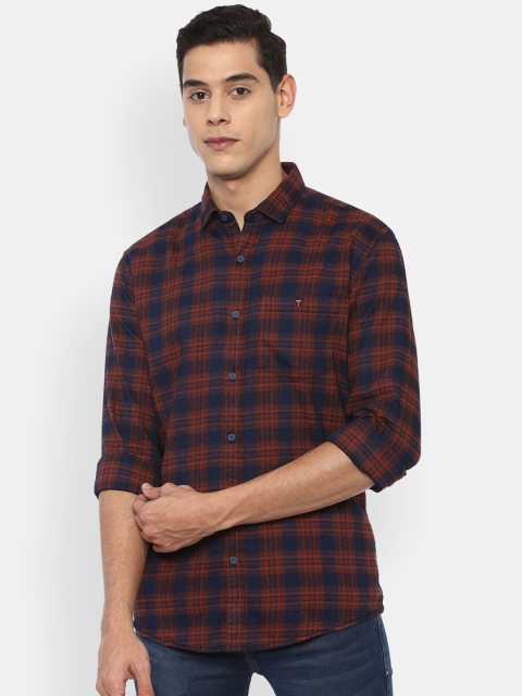 

Louis Philippe Jeans Men Maroon Slim Fit Checked Casual Shirt