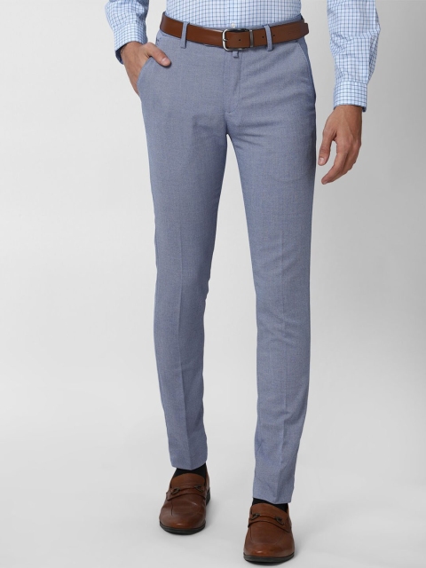 

Peter England Men Blue Textured Slim Fit Trousers