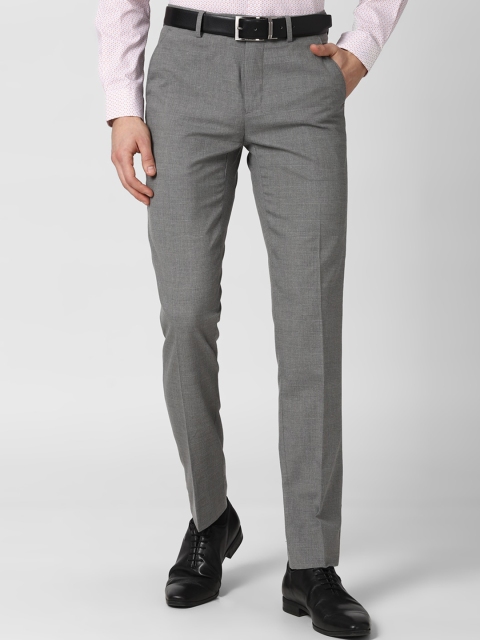 

Peter England Men Grey Solid Slim Fit Trousers