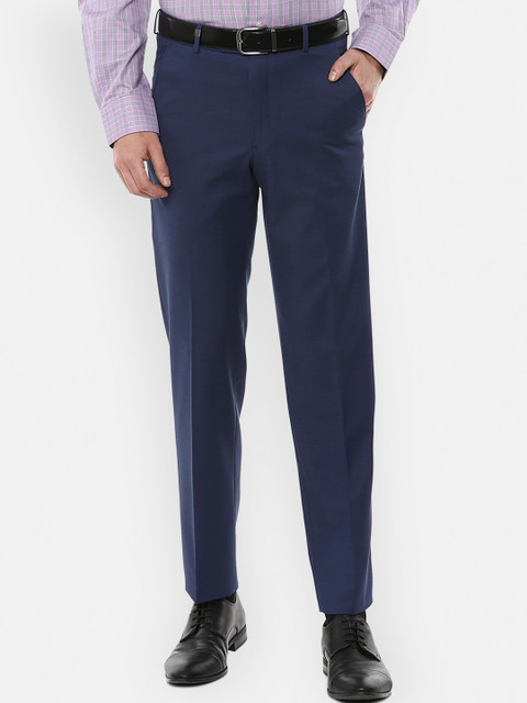 

Van Heusen Men Navy Blue Solid Trousers
