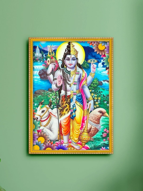 

999Store Multicolored Shiva & Vishnu Photo Painting With Frame Wall Art, Multi