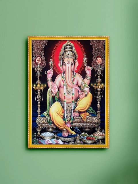 

999Store Brown & Black Lord Ganesha Photo Painting with Frame