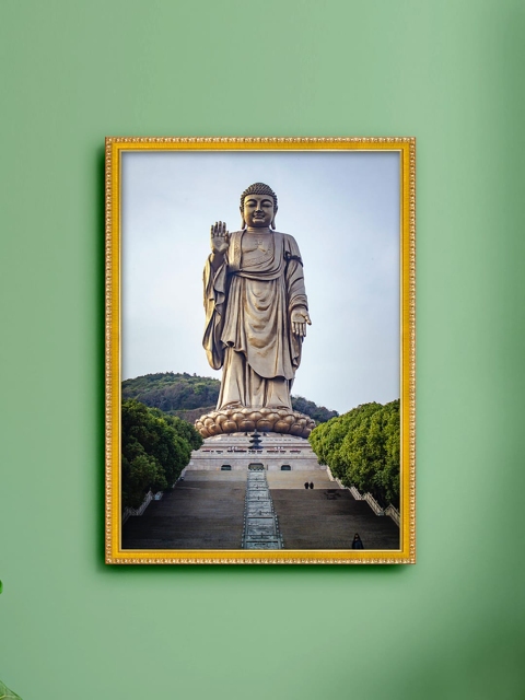 

999Store Blue & Beige Lord Buddha Statue Photo Painting Wall Art