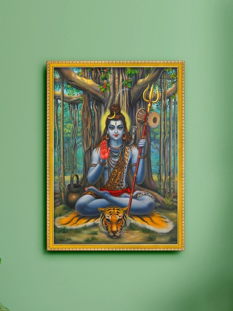 

999Store Brown & Gold-Toned Lord Shiva Printed Wall Art
